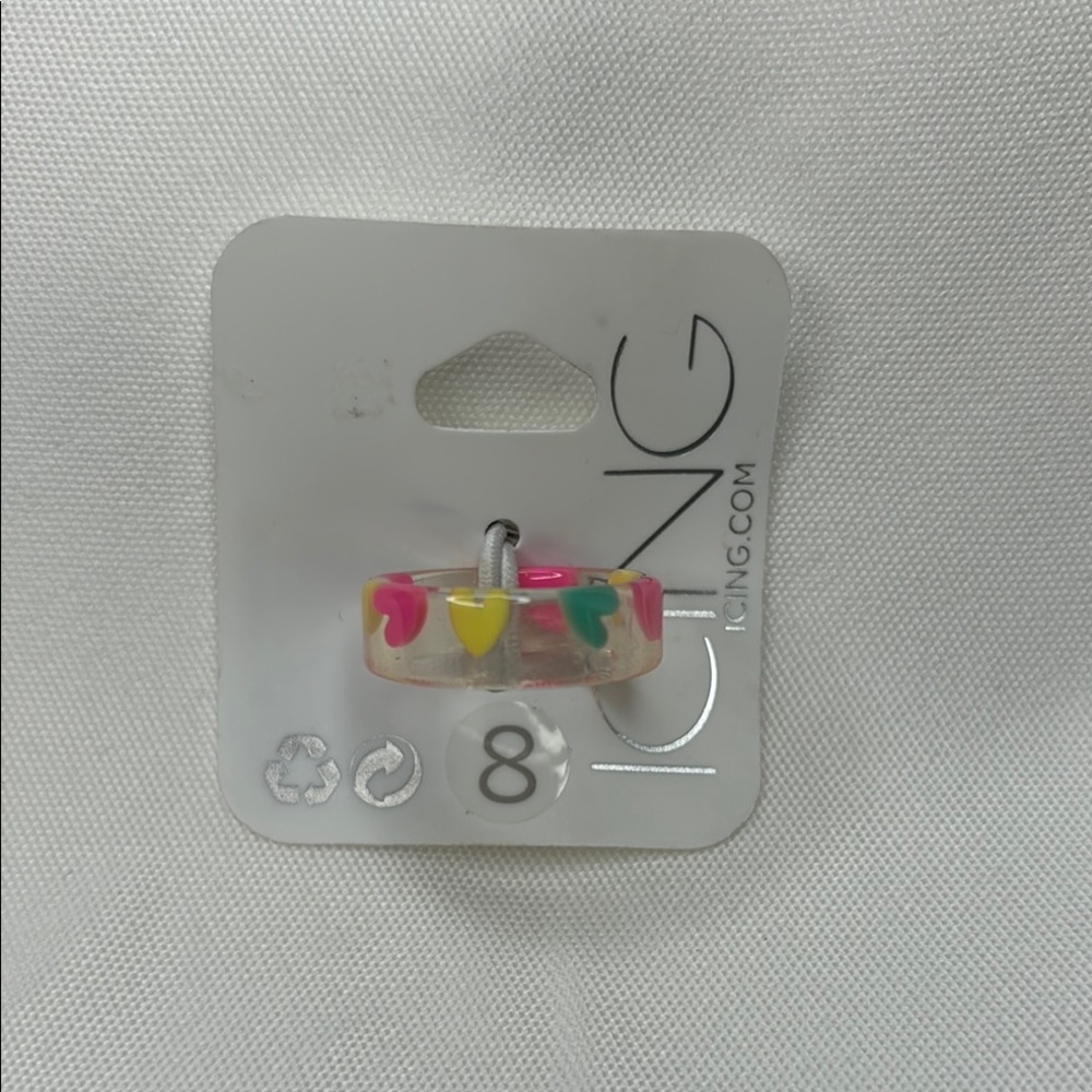 Icing Multicolor Heart Kids Ring Size 8